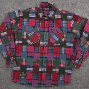 The Vermont Flannel Co Classic Flannel Shacket Mens S Patchwork Brushed Cotton